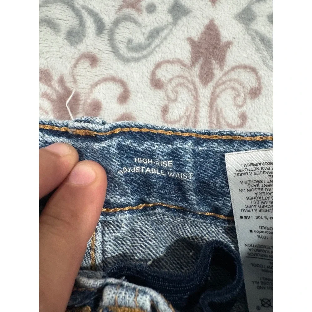 Old Navy Girls High Rise Denim Shorts Medium Wash Eyelet Lace Trim Size 10